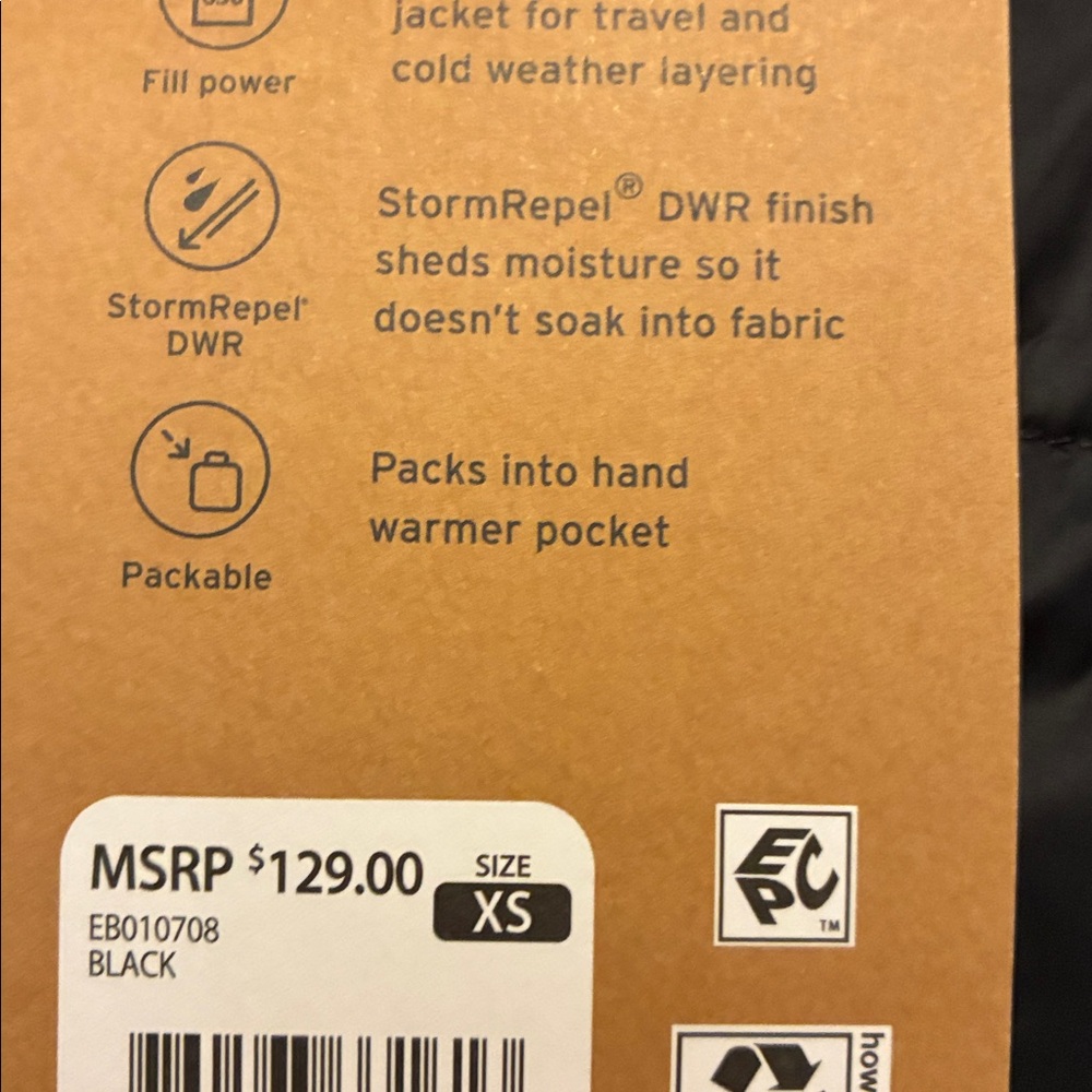 NWT Eddie Bauer Women's Black Down Packable Jacket (XS) - Picture 12 of 12